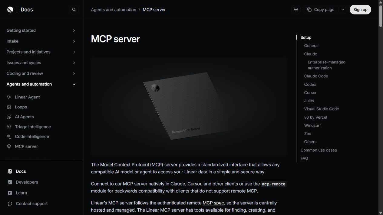 Linear 官方 MCP 文档